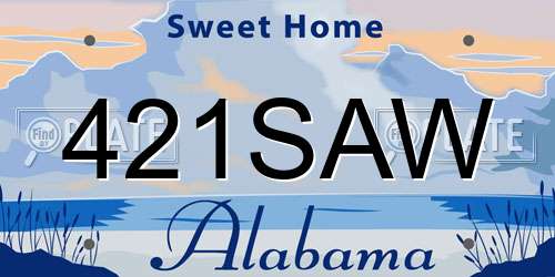 421SAW Alabama License Plate