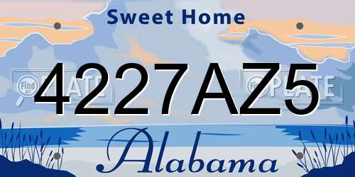 4227AZ5 Alabama License Plate