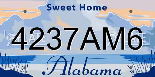 4237AM6 Alabama License Plate