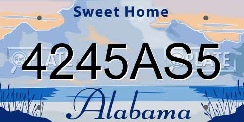 4245AS5 Alabama License Plate