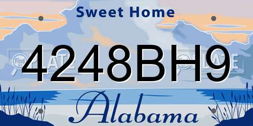 4248BH9 Alabama License Plate