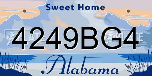 4249BG4 Alabama License Plate