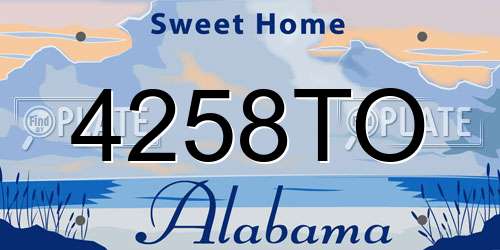 4258TO Alabama License Plate