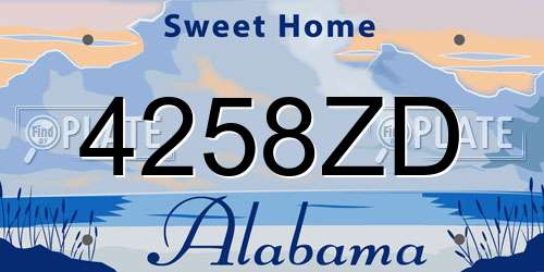 4258ZD Alabama License Plate