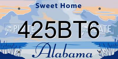 425BT6 Alabama License Plate