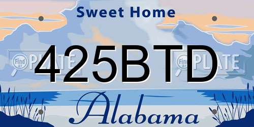 425BTD Alabama License Plate