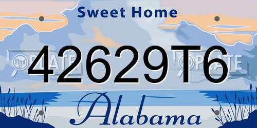 42629T6 Alabama License Plate