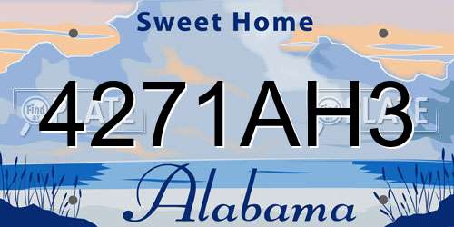 4271AH3 Alabama License Plate
