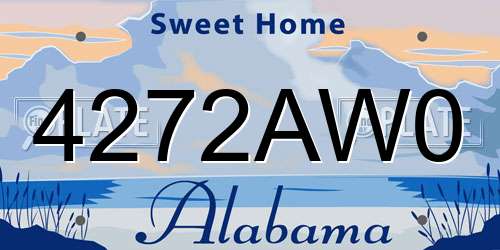 4272AW0 Alabama License Plate