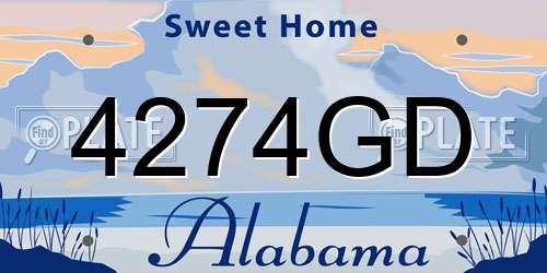 4274GD Alabama License Plate