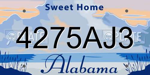 4275AJ3 Alabama License Plate