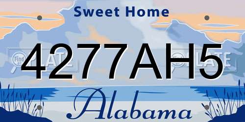 4277AH5 Alabama License Plate