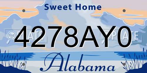 4278AY0 Alabama License Plate