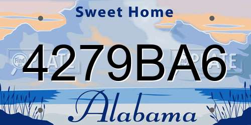 4279BA6 Alabama License Plate