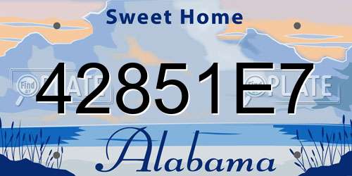 42851E7 Alabama License Plate