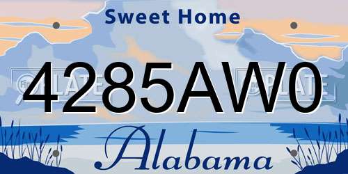 4285AW0 Alabama License Plate