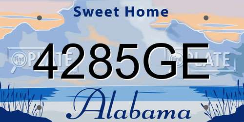 4285GE Alabama License Plate