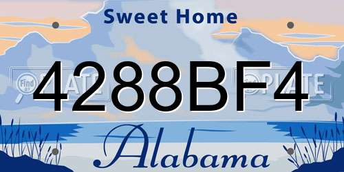 4288BF4 Alabama License Plate