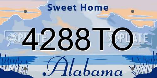 4288TO Alabama License Plate