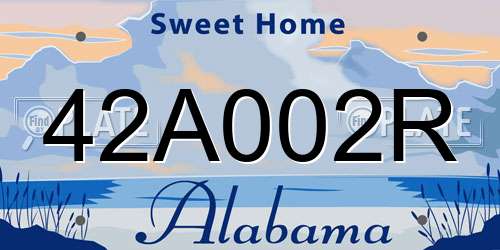 42A002R Alabama License Plate