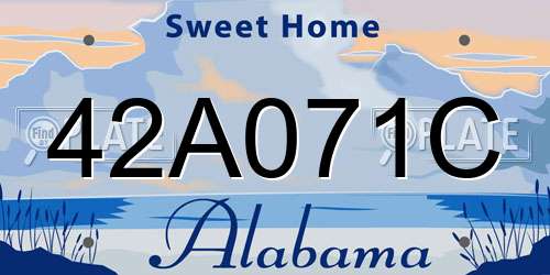42A071C Alabama License Plate
