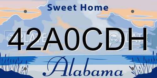 42A0CDH Alabama License Plate