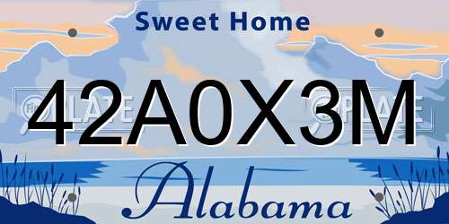 42A0X3M Alabama License Plate
