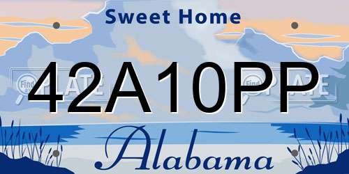 42A10PP Alabama License Plate