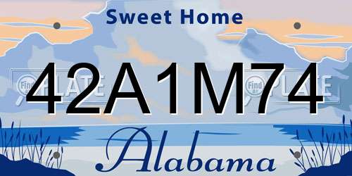 42A1M74 Alabama License Plate