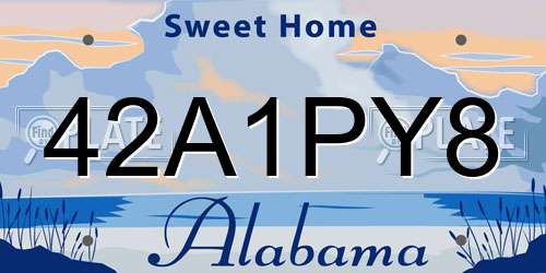 42A1PY8 Alabama License Plate