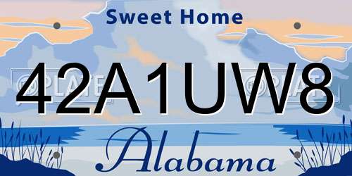 42A1UW8 Alabama License Plate