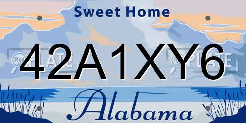 42A1XY6 Alabama License Plate