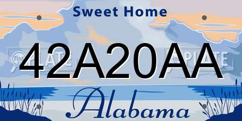42A20AA Alabama License Plate