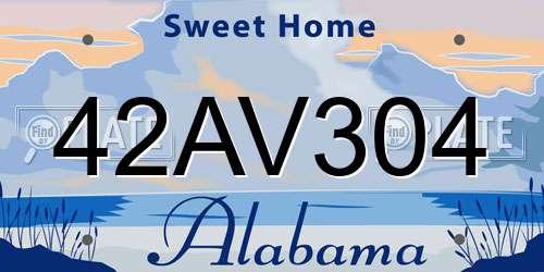 42AV304 Alabama License Plate