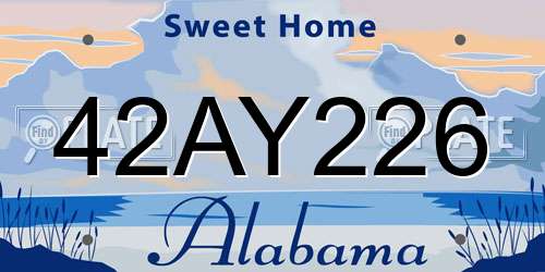 42AY226 Alabama License Plate