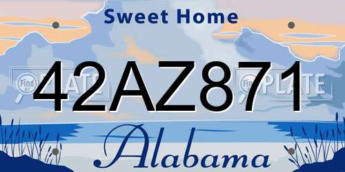42AZ871 Alabama License Plate