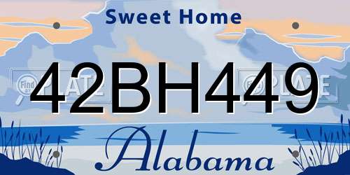 42BH449 Alabama License Plate