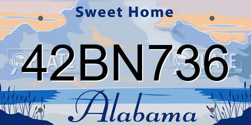 42BN736 Alabama License Plate