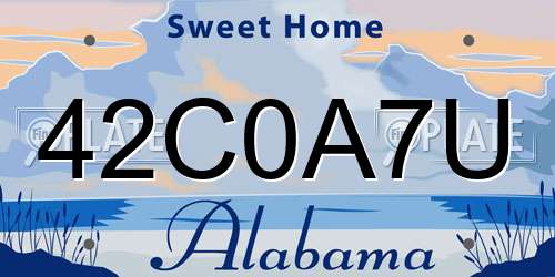 42C0A7U Alabama License Plate