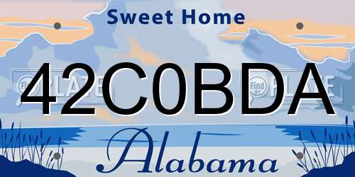 42C0BDA Alabama License Plate