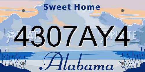 4307AY4 Alabama License Plate