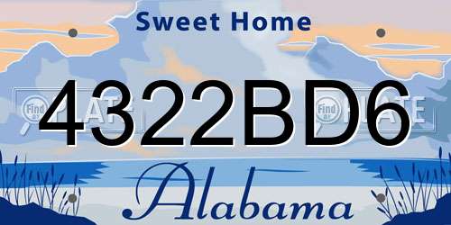 4322BD6 Alabama License Plate
