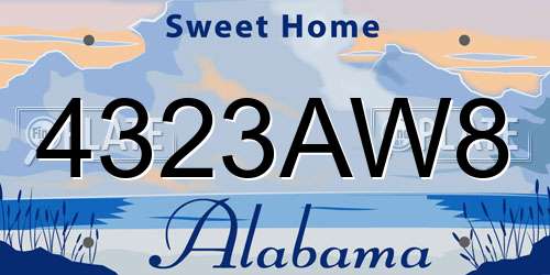 4323AW8 Alabama License Plate