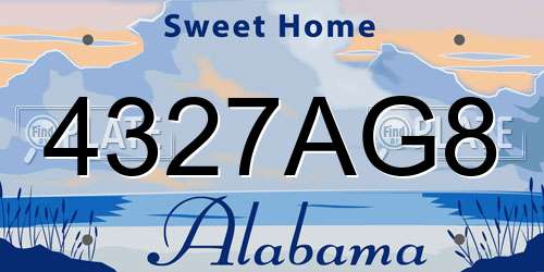 4327AG8 Alabama License Plate