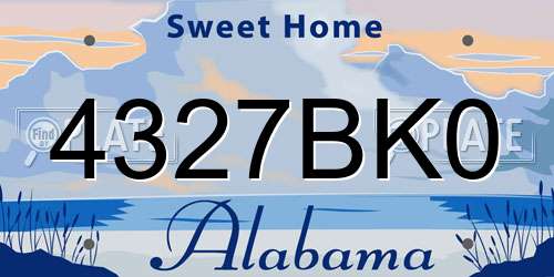 4327BK0 Alabama License Plate