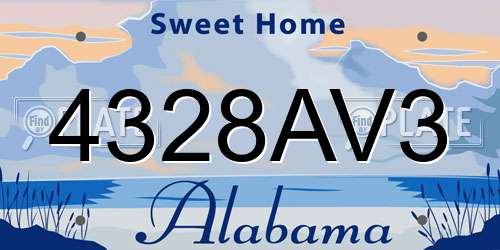 4328AV3 Alabama License Plate
