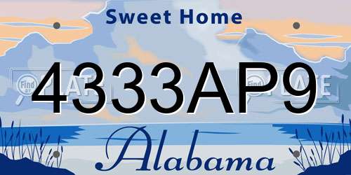 4333AP9 Alabama License Plate