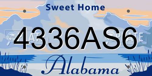 4336AS6 Alabama License Plate