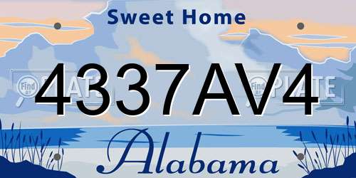 4337AV4 Alabama License Plate