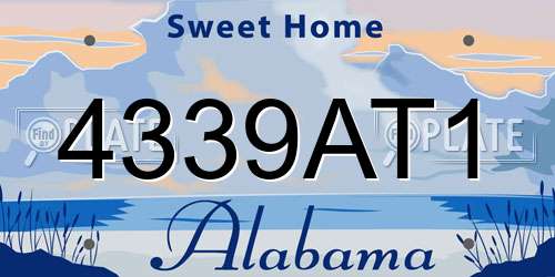 4339AT1 Alabama License Plate